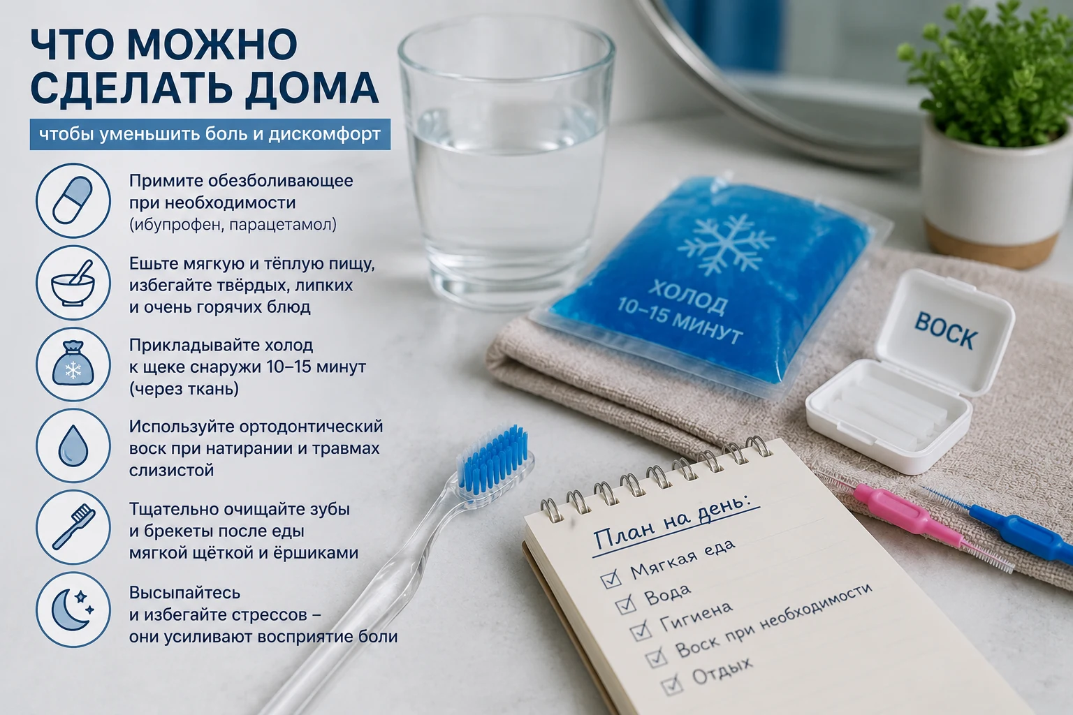 Что можно сделать дома при боли после установки брекетов
