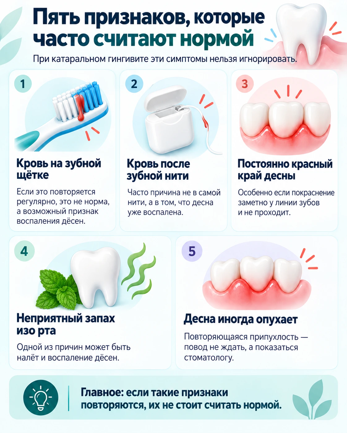 Пять признаков катарального гингивита, которые часто считают нормой