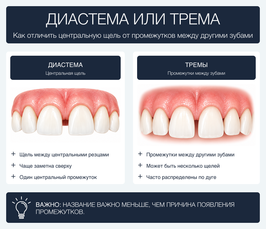 Диастема и трема: различия между промежутками зубов